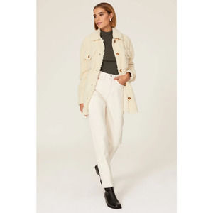 Slate & Willow Faux Sherpa Shirt Jacket Shacket Cream Women's Size Medium